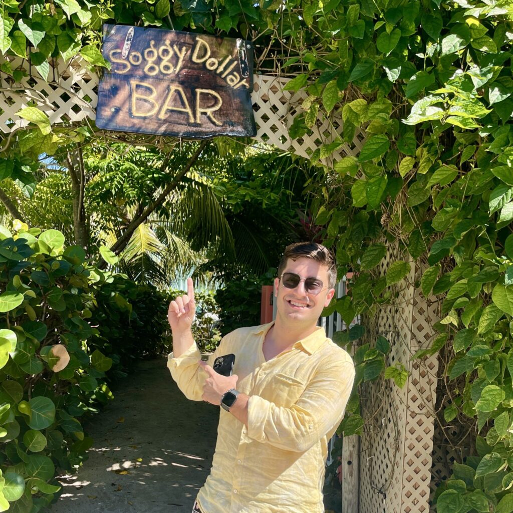 Yacht Charter Broker Leonidas Marousos at Soggy Dollar Bar