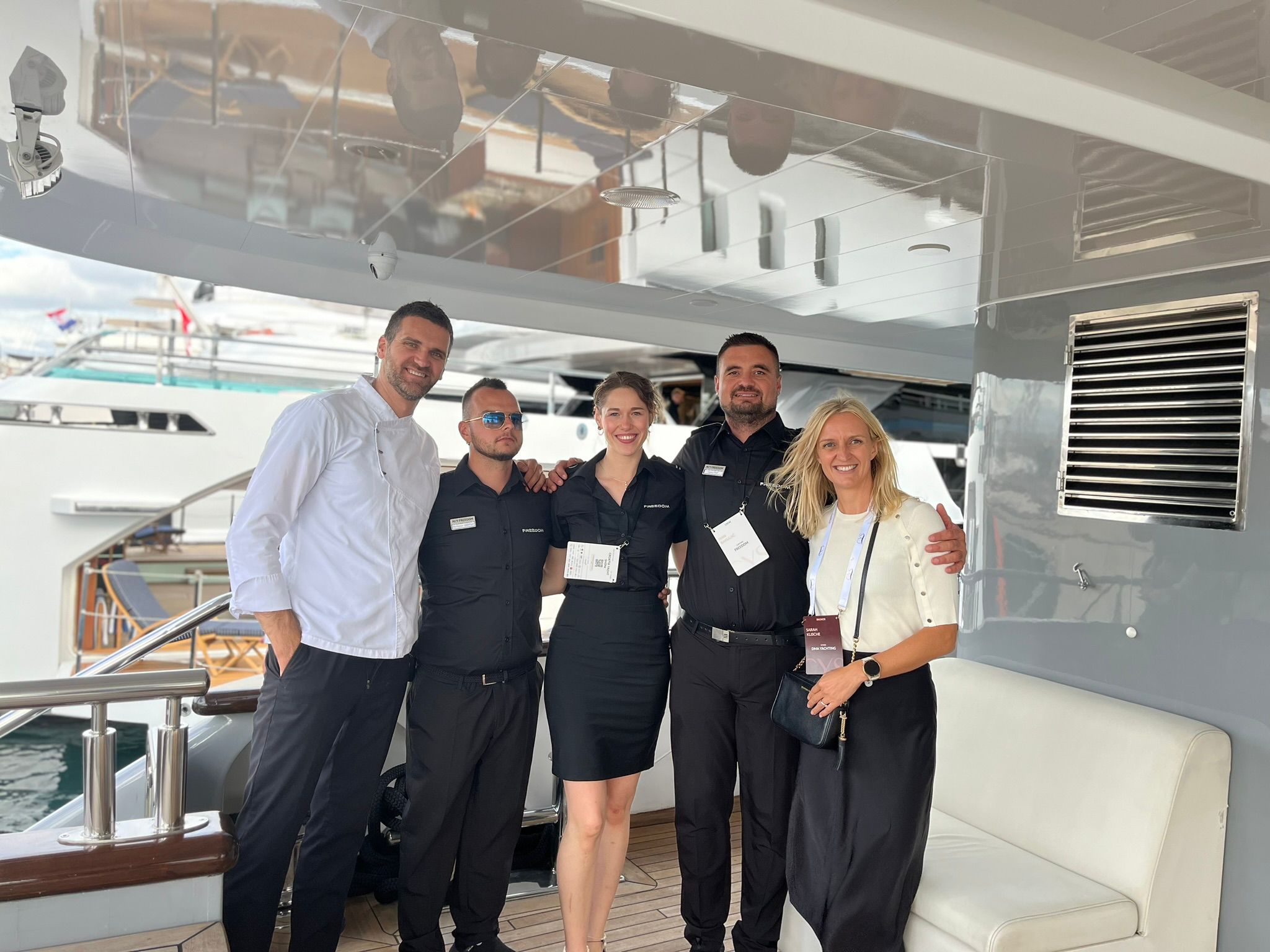 Charter Broker Sarah with Crew, at CRO Y.A. in Split, Croatia 2024 Charter Broker Sarah with Crew, at CRO Y.A. in Split, Croatia 2024