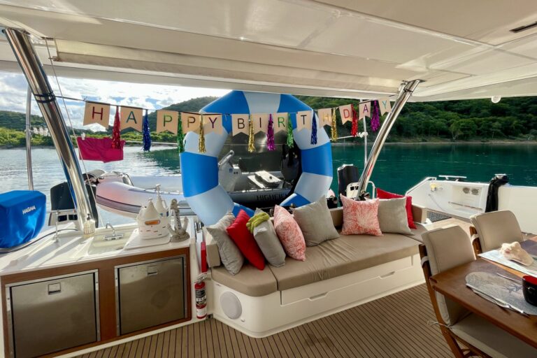 happy birthday onboard crewed catamaran INDULGANCE, BV