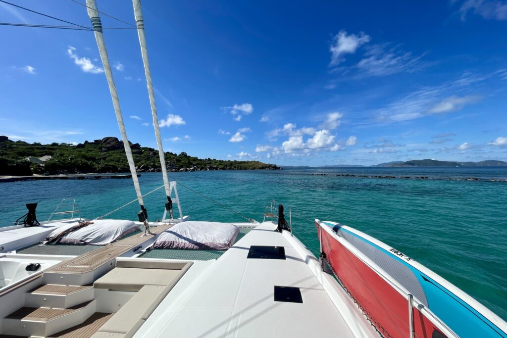 Onboard catamaran INDULGANCE, anchored at CocoMaya at Virgin Gorda, BVI