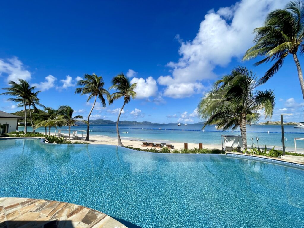 Swimming pool at Peter Island Resort, visit with catamaran INDULGANCE, November 2025