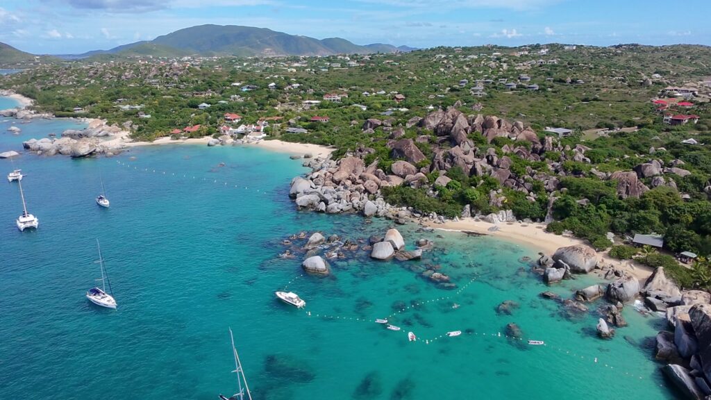 Boats moored off The Baths, Virgin Gorda