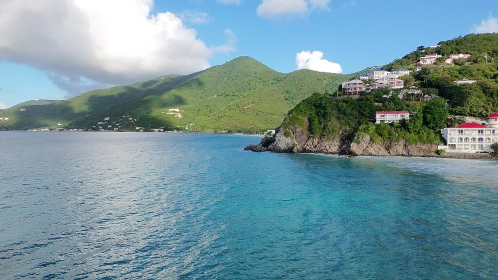 Apple Bay and Sebastian's on the Beach, Tortola's north shore, from the air, November 2025