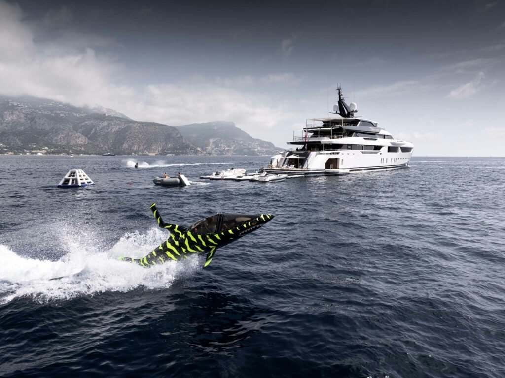 MALIA, the 77.7 m Golden Yachts superyacht, with her Seabreacher in the foreground