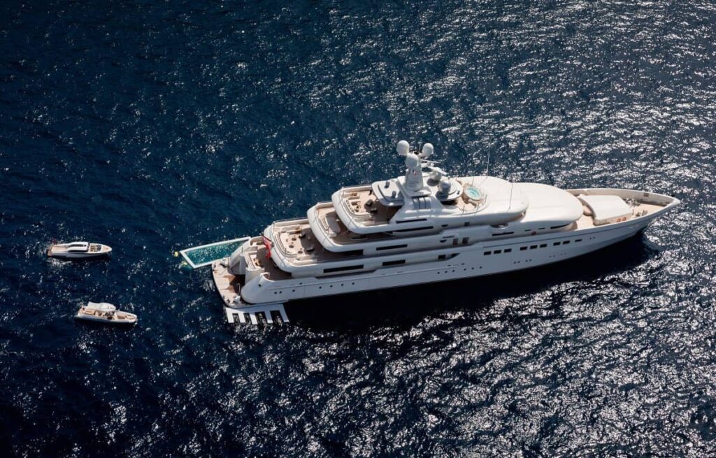 ROMEA, the 82 m Abeking & Rasmussen superyacht, from the air