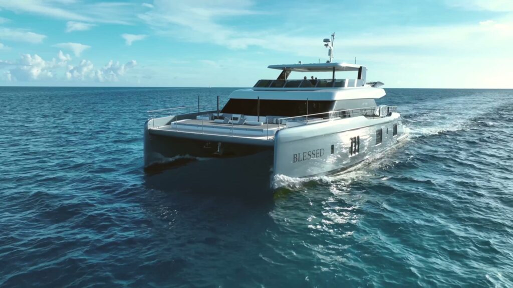 BLESSED, a Sunreef 80 power catamaran, underway