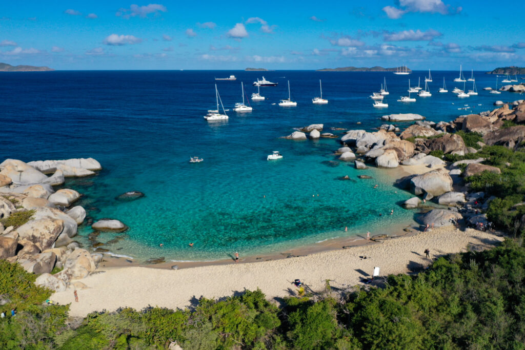 Aerial view of The Baths, Virgin Gorda, British Virgin Islands