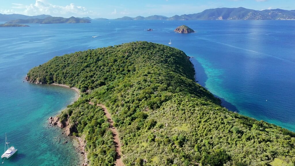 The point of Norman Island with Pelican Island and the Indians behind, November 2025