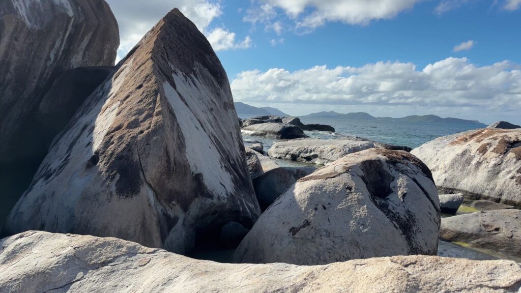 Giant pyramid boulder at The Baths, Virgin Gorda