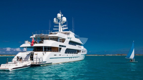 At anchor with tender