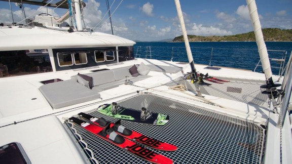 Bow lounging area and the tramps