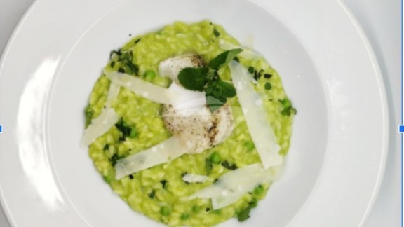 Baked Cod with Pea and Mint Risotto, Parmesan Flakes (Day 3)