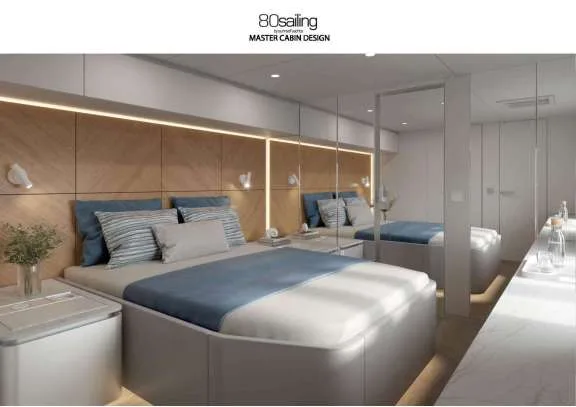 Sailing Catamaran OHANA Guest Stateroom (shipyard Rendering)