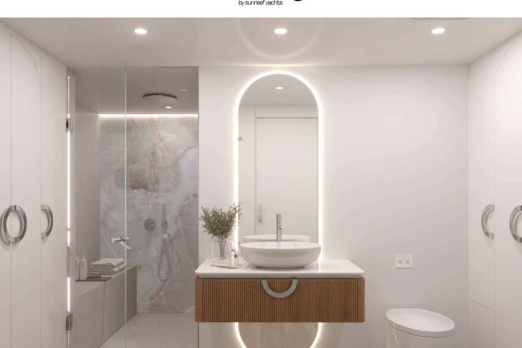 Sailing Catamaran OHANA Master ensuite (shipyard Rendering)