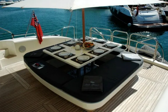 Yacht LAST CHANCE - Aft Deck Dining