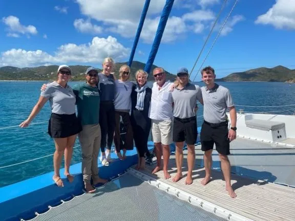 Charter guests onboard Catamaran Ohana, British Virgin Islands