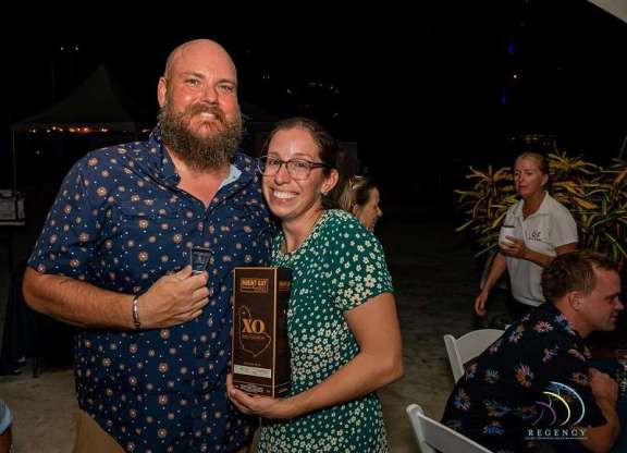 Captain Jeff and Caitlin Nichols at the 2022 Boat Show - 2nd place Cocktail Contest