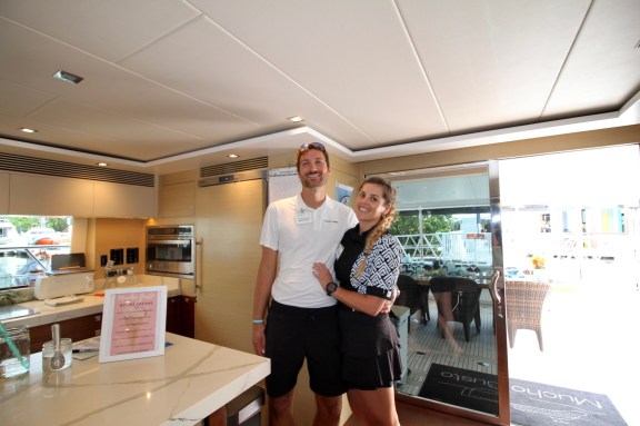 Catamaran Mucho Gusto's Crew Dominic Baldzuhn and Hannah Staddon win the BEST CREW AWARD at the BVI Yacht Show 2024