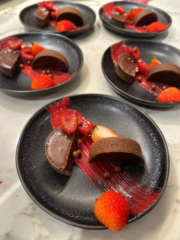 Chef Hannah's Salted dark chocolate tart with berries