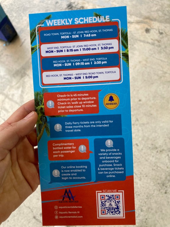 Aquatic Rentals Ferry Time Schedule