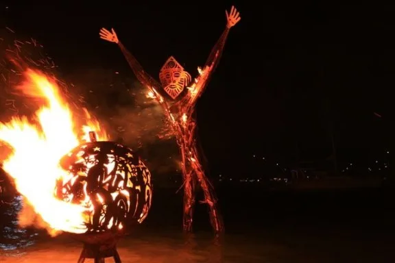 Burning Fireball at Trellis Bay New Year Party