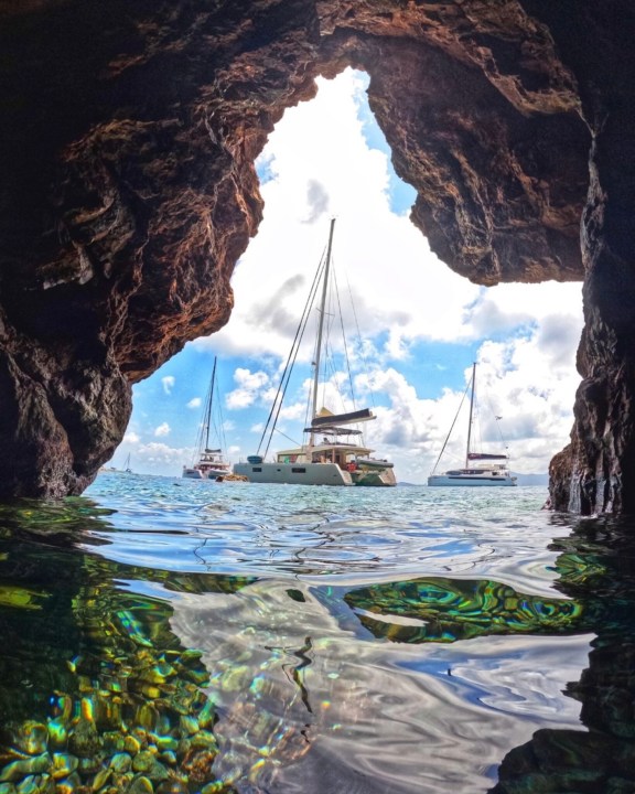 Snorkeling in the caves at Norman Island, once a hiding place for pirate loot