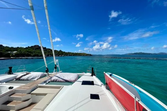 Crewed catamaran cruising the British Virgin Islands