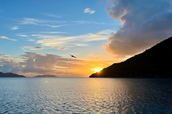 Sunset at Monkey point, Guana Island