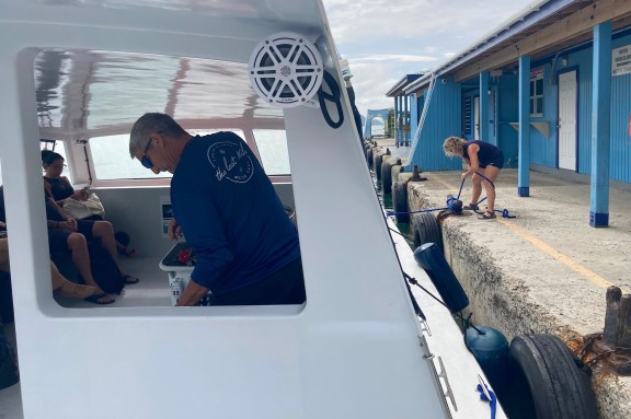 The Last Mile Water Taxi Stopping at Custom in Sopers Hole, Tortola, BVI