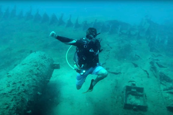 Suba Diver at the Wreck of the Chakuzen
