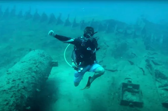 Suba Diver at the Wreck of the Chakuzen
