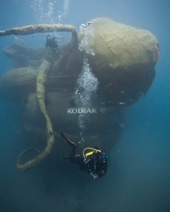 The Wreck of the Kodiac Queen the Kraken art installation by Aydika James and Mike Cline and their engineering team.