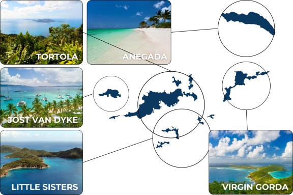Map of BVI Yacht Charter Destinations
