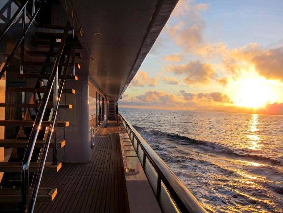 Stair And Deck Detail At Sunset