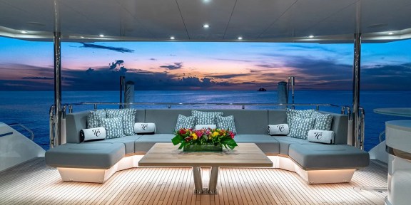 CAPTAIN MORGAN III Luxury Charter Yacht Sunseeker 131 Yacht Main Aft Deck