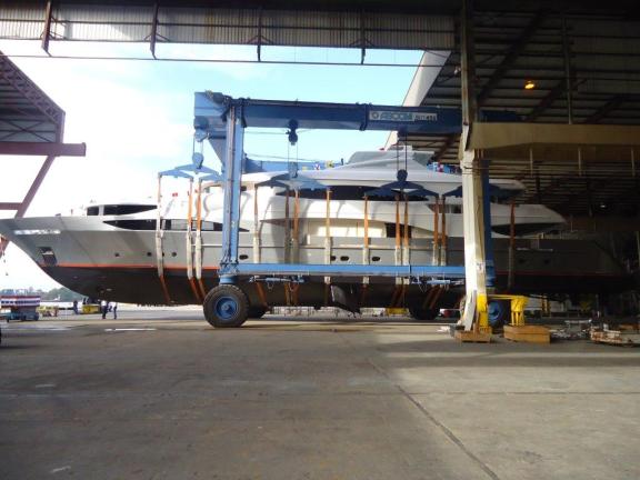 Superyacht TSUMAT by Trinity Yachts Cradled - Photo Credit Trinity Yachts