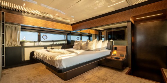 DATE NIGHT Luxury Yacht Charter Ferretti 920 Primary Cabin