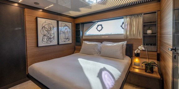DATE NIGHT Luxury Yacht Charter Ferretti 920 VIP Cabin