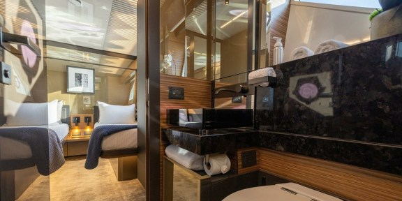 DATE NIGHT Luxury Yacht Charter Ferretti 920 Twin Cabin Ensuite