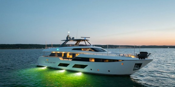 DATE NIGHT Luxury Yacht Charter Ferretti 920 Night Lights