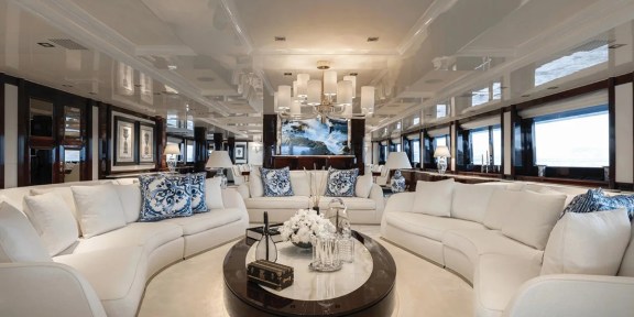 EMIR Luxury Cruisser Charter Golden Yachts 82M Conversions Salon