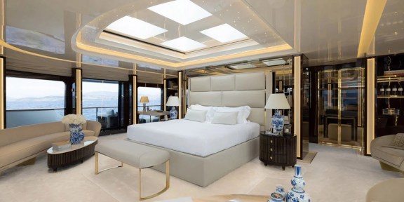 EMIR Luxury Cruisser Charter Golden Yachts 82M Conversions Master Suite