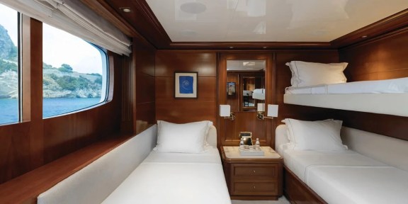 EMIR Luxury Cruisser Charter Golden Yachts 82M Conversions Triple Cabin Main Deck