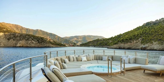 EMIR Luxury Cruisser Charter Golden Yachts 82M Conversions Sundeck Jacuzzi