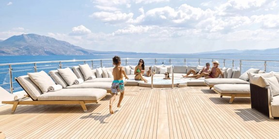 EMIR Luxury Cruisser Charter Golden Yachts 82M Conversions Sundeck