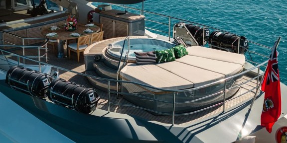 NORMA JEAN Luxury Charter Yacht Palmer Johnson PJ150 Upper Deck Jacuzzi