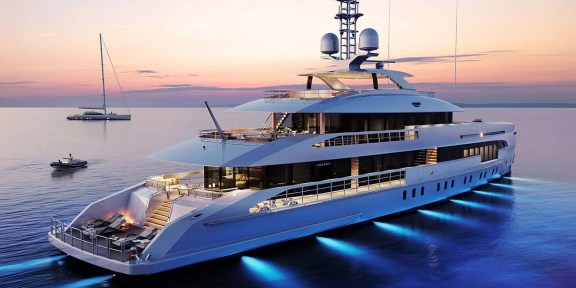 ORION Luxury Charter Yacht Hessen 50M Aluminium FDHF Night Lights