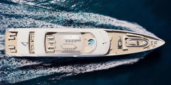 ORION Luxury Charter Yacht Hessen 50M Aluminium FDHF Aerial Top View