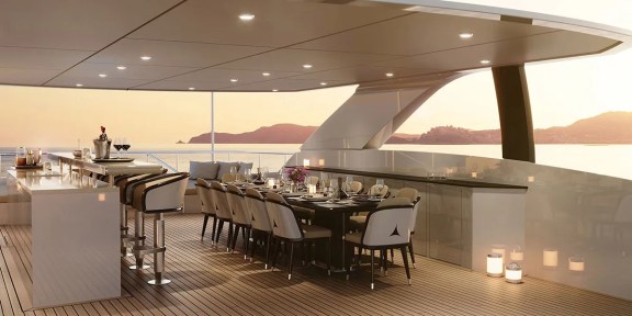 ORION Luxury Charter Yacht Hessen 50M Aluminium FDHF Sun Deck Dining and Bar