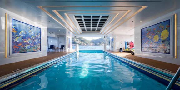 QUEEN MIRI Luxury Charter Super Yacht Neorion 92M Custom Indoor Pool